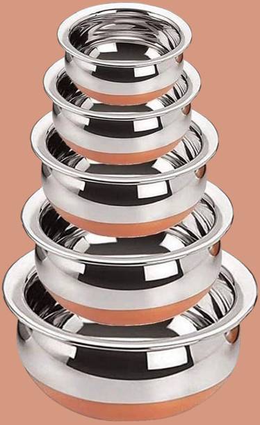forsel Stainless Steel Copper Base Handi Bowl Set for Kitchen Table Service Handi 4 L