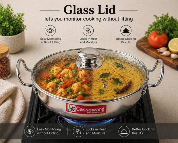 Cassoware Kadhai 24 cm diameter with Lid 2.6 L capacity