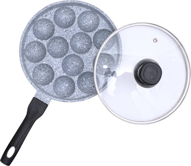 Zen Non-Stick Aluminum Appam Maker – 12 Cavity, 22 cm, with Lid Paniarakkal with Lid 0.5 L capacity 22 cm diameter