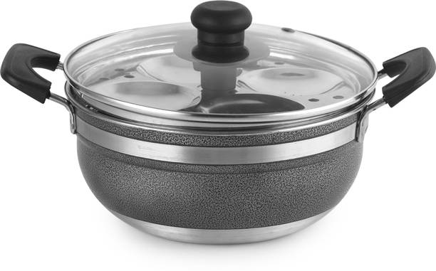 cello Magna Stainless Steel Multi Kadai Idli cooker with Glass Lid |Multi-purpose use| 28 cm ढक्कन के साथ