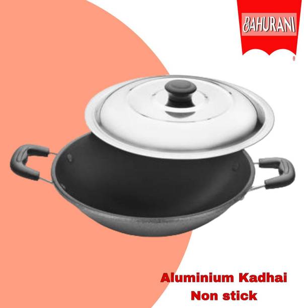 BAHURANI Aluminium 1.5 l non stick kadhai with lid included _216 Kadhai 22 cm diameter with Lid 1.5 L capacity