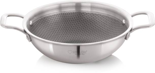 NIRLON Prima Honeycomb Triply Stainless Steel Cookware Deep Kadai/wok 20cm 20 cm