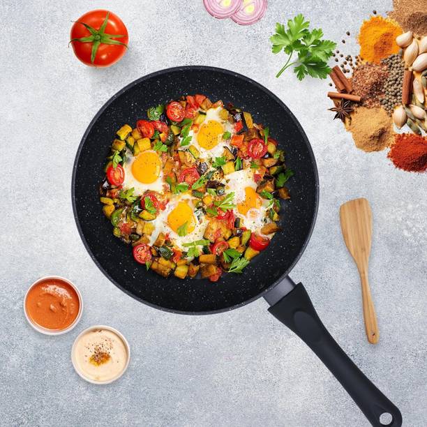 Solara Non Stick Frying Pan 24cm, Induction and Gas Fry Pan - Black, PFOA Free, Fry Pan 24 cm diameter 1.6 L capacity