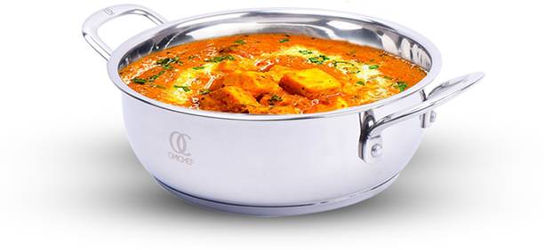 Omichef Stainless Steel Sandwich Bottom Kadhai, Kadhai 18 cm diameter 1.55 L capacity