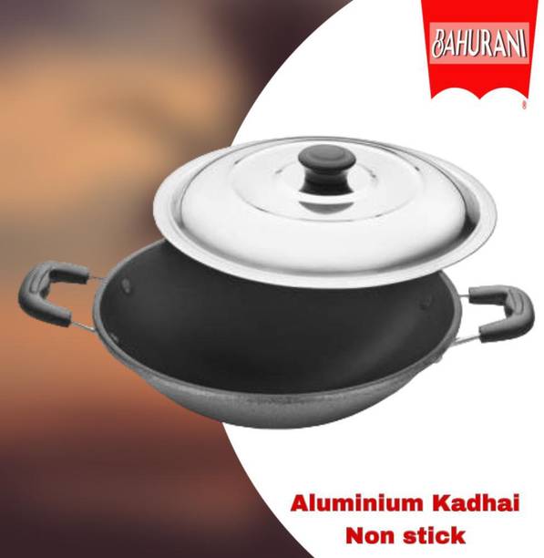 BAHURANI Aluminium 1.5 l non stick kadhai with lid included _213 Kadhai 22 cm diameter with Lid 1.5 L capacity
