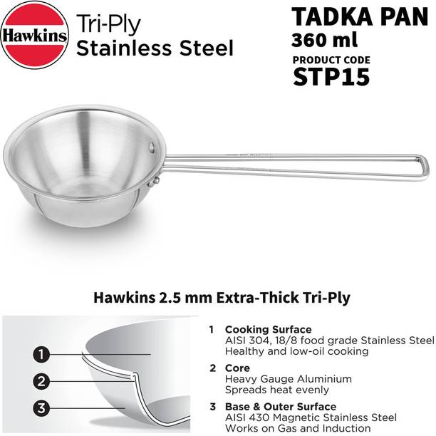 Hawkins Stainless Steel (STP15) Tadka Pan 12.64 cm diameter 0.72
