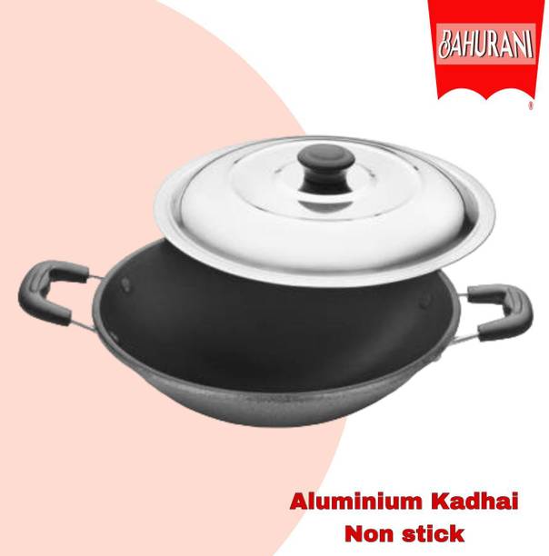 BAHURANI Aluminium 1.5 l non stick kadhai with lid included _200 Kadhai 22 cm diameter with Lid 1.5 L capacity