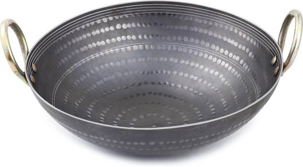 ASADIRON Cast Iron Kadai | Heavy Duty Iron Kadhai for Cooking with Dual Handles Kadhai 23 cm diameter 4 L capacity