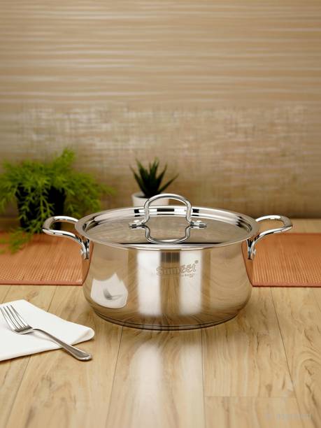 Sumeet Stainless Steel Induction Bottom Casserole with S.S Lid Pot 23 cm diameter 4 L capacity with Lid