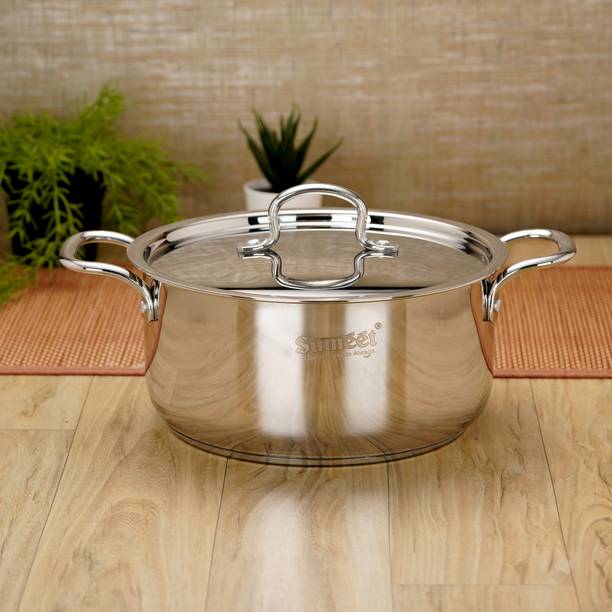 Sumeet Stainless Steel Induction Bottom Casserole with S.S Lid 5 L ढक्कन के साथ