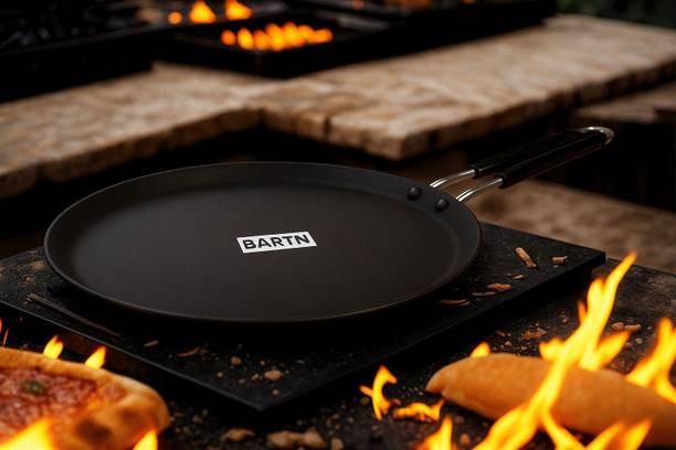 BARTN Pure Iron Flat Base Induction Tawa with Steel Handle| Non-Toxic| Heavy 1.3 KG Tawa 27 cm diameter