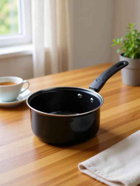 Modern Essentials Black Non stick Tadka/ Saucepan / Sauce pan / Milk pan / Tea Pan / Tea maker Sauce Pan 17 cm diameter 1.4 L capacity