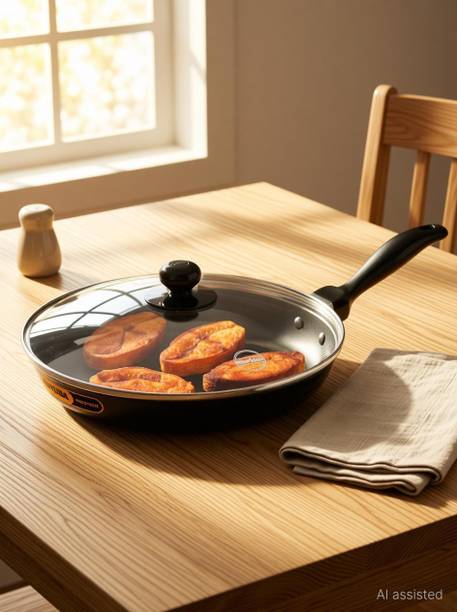 Hawkins Futura 24cm Frying Pan with Lid, Black (NF24G) Fry Pan 24 cm diameter with Lid 1.5 L capacity