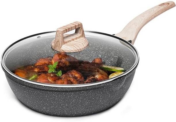 CaROTE Deep , &Gas for Deep Frying, Kadai Fry Pan 28 cm diameter with Lid 4.3 L capacity