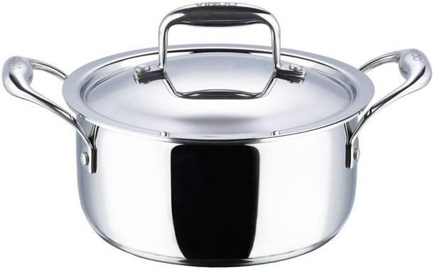 VINOD Platinum Triply Stainless Steel Artisan Belly Sau...