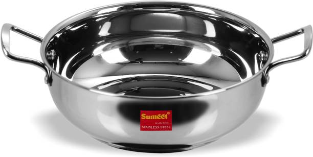 Sumeet Stainless Steel Induction Bottom (Encapsulated Bottom) Induction & Gas Stove Friendly Kadhai Size No.14 Kadhai 25 cm diameter 3 L capacity