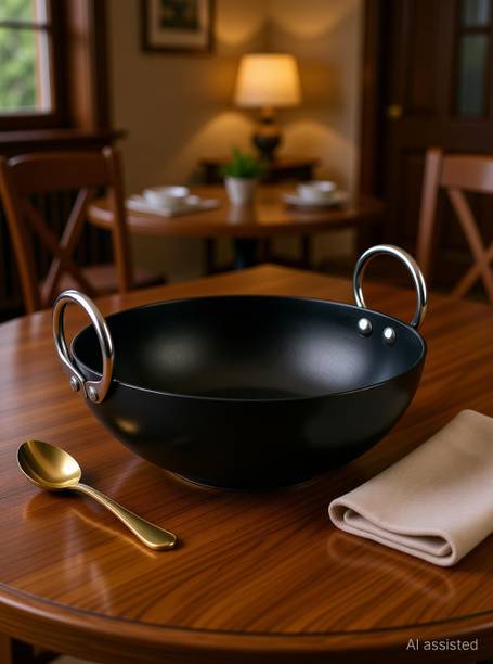 VeerEnterprises MS Pure Iron/Loha Speacial Kadhai 27 cm diameter 2.5 L capacity