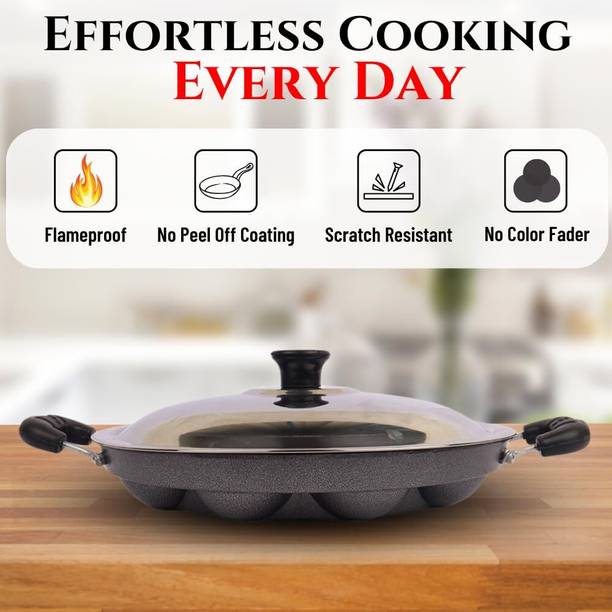 DTM super appam patra with lid and handle/ kulipaniyaram pan nonstick/ appe/ aapee Paniarakkal with Lid 1 L capacity 23 cm diameter