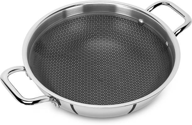 Hot plus HOTPLUS HexaPro 20 – Triply Honeycomb Steel Kadai (20 cm, 2.5 mm Base) Kadhai 20 cm diameter 1.7 L capacity