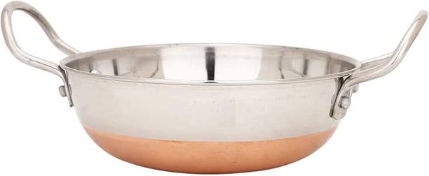 Duodeno Stainless Steel Copper Bottom Kadhai with Copper Bottom pot pan 2 liter Kadhai 30 cm diameter 2 L capacity