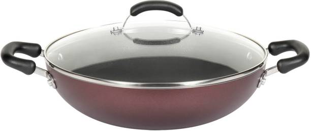 Meyer Merlot Non-Stick Kadai/Wok With Lid, 26cm Kadhai 26 cm diameter with Lid 3.24 L capacity