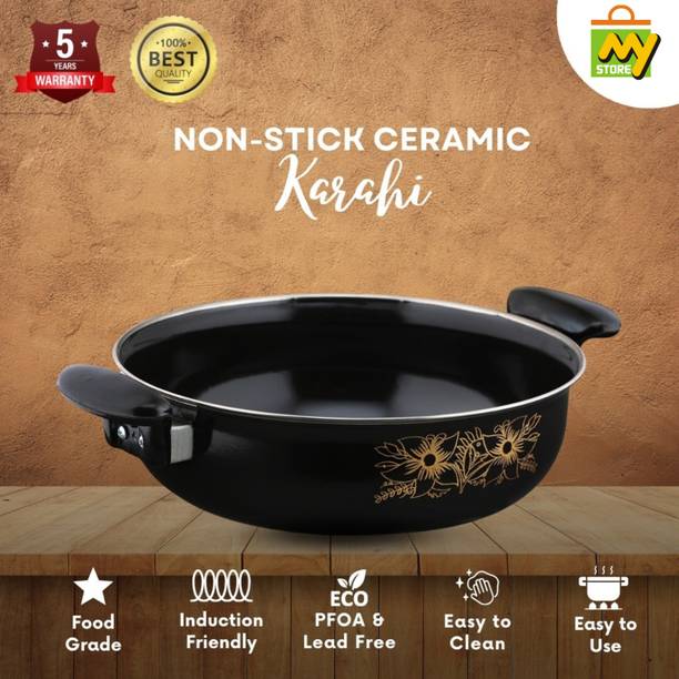 My Store PTFE Non-Stick Kadhai (3.5 L) - Non Stick Cookwares for Kitchen - Kadhai 27 cm diameter 3.5 L capacity