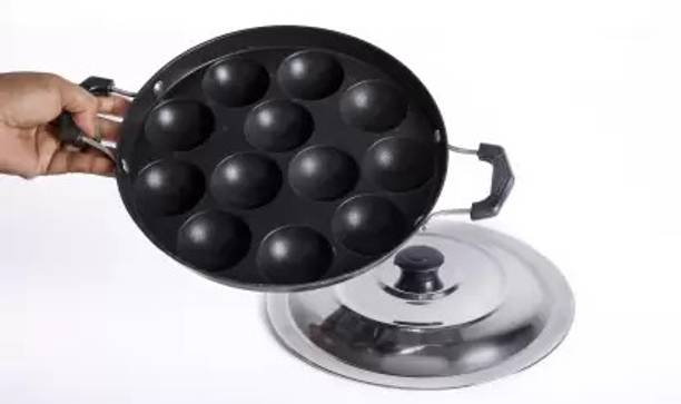 Swarambh Black Appam Z 6 Paniarakkal with Lid 0.7 L capacity 24 cm diameter