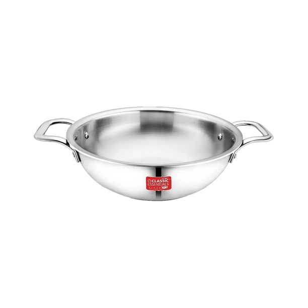 Classic Essentials Triply Kadhai, 3 Layer Stainless Steel Cookware Kadhai 20 cm diameter 1.5 L capacity