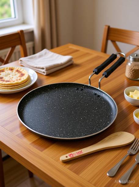 iVBOX Rio-Spatter Induction Base 300mm Non-Stick Multi-Purpose Aluminium Tawa 30 cm diameter