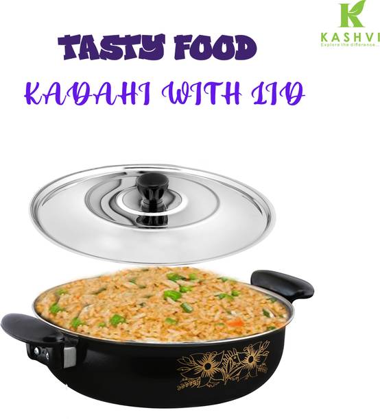 Kashvi Best Kitchen Cookware Gift Kadhai 26 cm diameter with Lid 3.5 L capacity