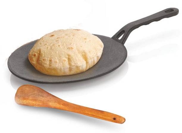Lifelong Cast Iron Roti Tawa with Wooden Spatula for Do...