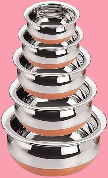 forsel Copper Bottom Stainless Steel Handi Set for Traditional Dining Experience Handi 4 L