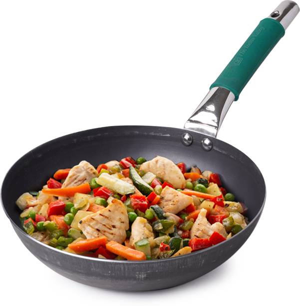 The Indus Valley Pre-Seasoned Light Iron Fry Pan with Silicone Grip - 9.8 inch 25 cm डायमीटर