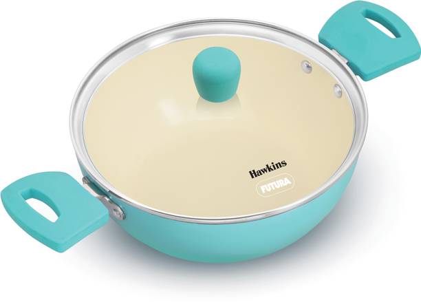 Hawkins 2 Litre Deep Fry Pan, Aqua Casserole with Glass Lid, Aqua Blue (IUC20G) 20 cm ढक्कन के साथ