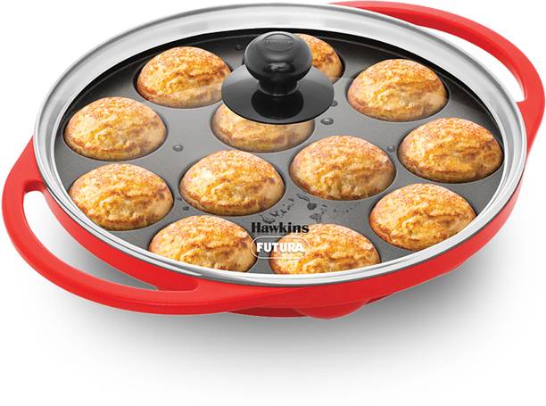 Hawkins Futura 26 cm Appe/Litti/Kuzhi Paniyaram/Ponganalu Pan Paniarakkal with Lid 0.54 L capacity 26 cm diameter