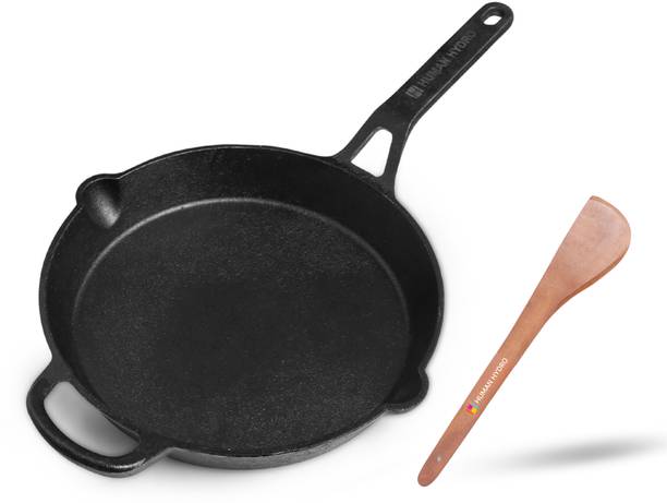 Human Hydro Pre-Seasoned Cast Iron Fry Pan Skillet - 10 inch with Free Wooden Spatula Induction Bottom Cookware Set