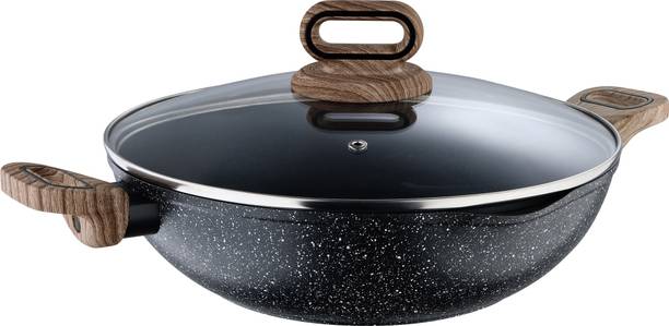 BERGNER Ultimate ILag Marble Non-Stick Induction Base Kadhai 28 cm diameter with Lid 3.3 L capacity
