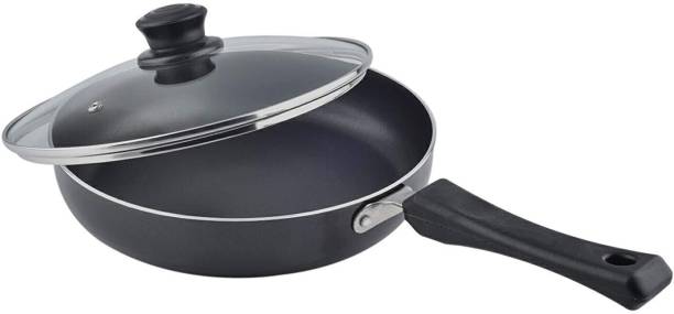 NIRLON Induction Based With Glass Lid Fry Pan 24 cm diameter with Lid 2 L capacity