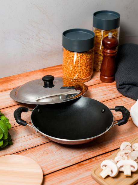 Supreme Cookware Non Stick Appachatty 200 with SS Lid Paniarakkal Pan 20 cm diameter with Lid 0.5 L capacity