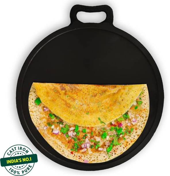 The Indus Valley Super Smooth Cast Iron Tawa for Dosa/Chapathi - 12 inch Tawa 30.4 cm diameter