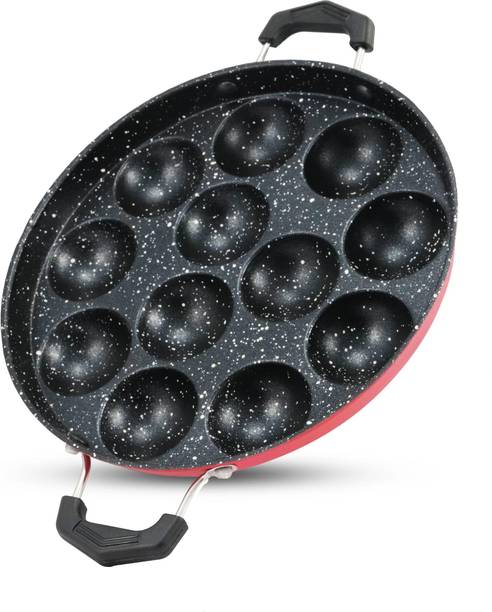 N NIDHI Sigma Non Stick Appam 12 pit Paniarakkal Pan 22 cm diameter with Lid 0 L capacity