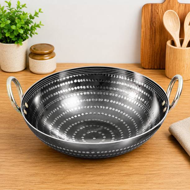 VOMI Iron Kadhai Kadhai 30 cm diameter 1 L capacity