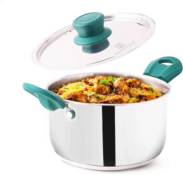 The Indus Valley Stainless Steel 3-Layer Bottom Casserole/Biryani/Stock pot - 7.5 inch Pot 19 cm diameter 2.3 L capacity with Lid