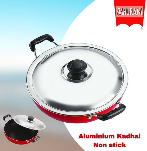 BAHURANI Aluminium 1.75 l non stick kadhai with lid included _153 Kadhai 23 cm diameter with Lid 1.75 L capacity