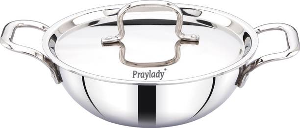 Praylady Tri Plus Triply Kadai with Lid | 24CM / 2.7L Kadhai 24 cm diameter with Lid 2.7 L capacity