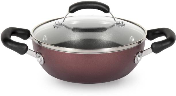 Meyer Merlot Non-Stick Kadai/Wok With Lid, 24cm Kadhai 24 cm diameter with Lid 2.73 L capacity