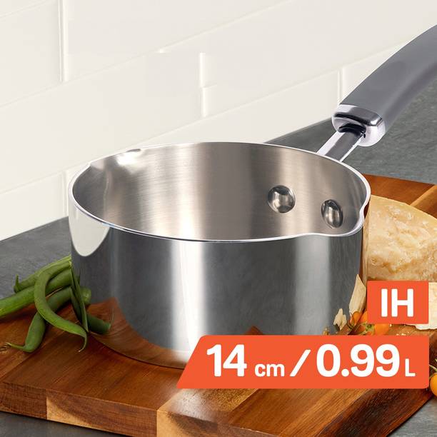 Meyer Nickel Free Stainless Steel Triply Cookware Milk Pot | Tea Pan Milk Pan 14 cm diameter 0.99 L capacity