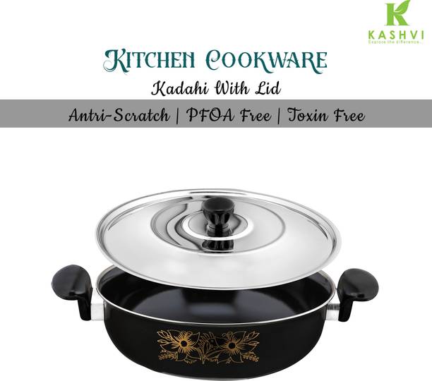 Kashvi Best Kitchen Cookware Gift Kadhai 26 cm diameter with Lid 3.5 L capacity
