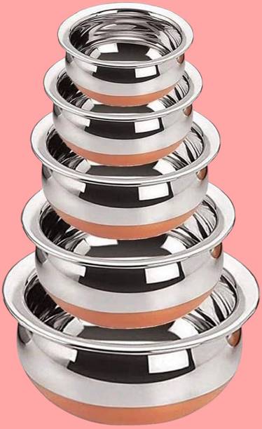 forsel Stainless Steel Copper Base Handi Bowl Set for Kitchen Food Service Handi 4 L