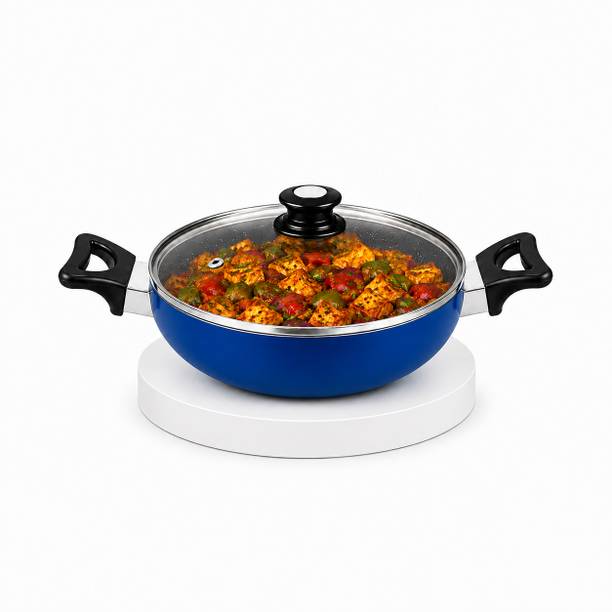 Baltra Induction Base Non Stick (Blue) 22 cm ढक्कन के साथ